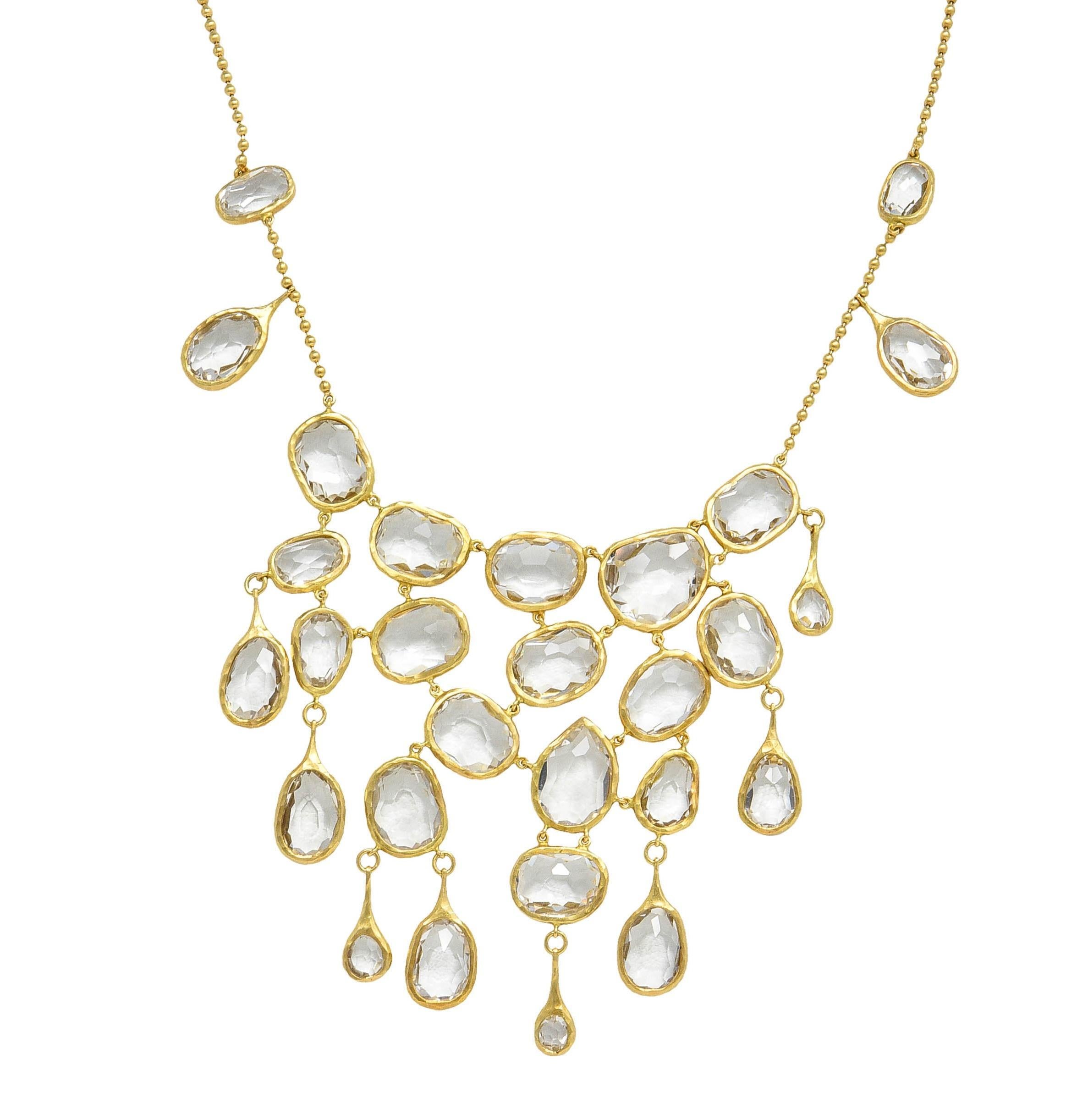 Women's or Men's Gucci 2004 Crystal Quartz 18 Karat Yellow Gold Vintage Fringe Station Necklace