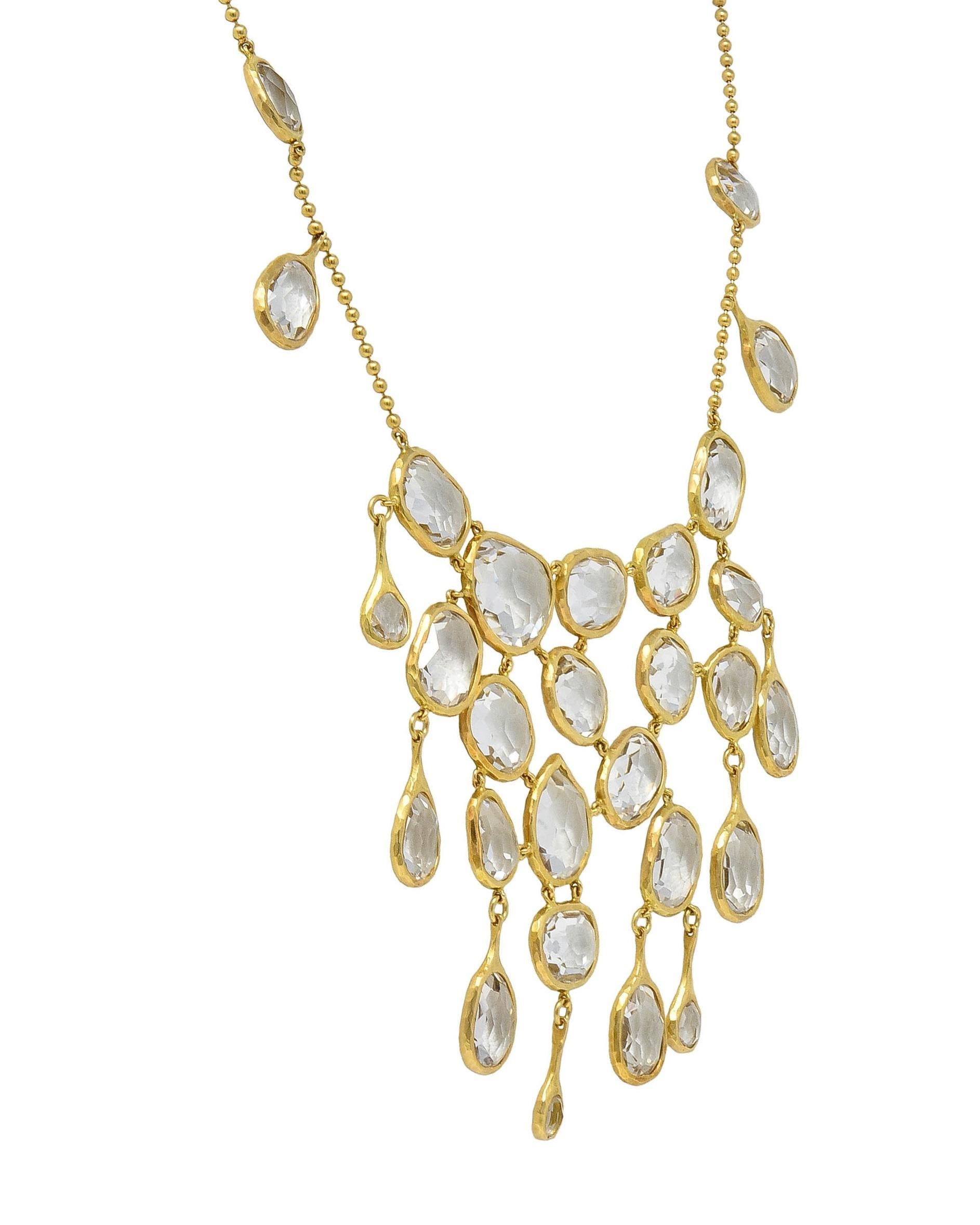 Gucci 2004 Crystal Quartz 18 Karat Yellow Gold Vintage Fringe Station Necklace 1