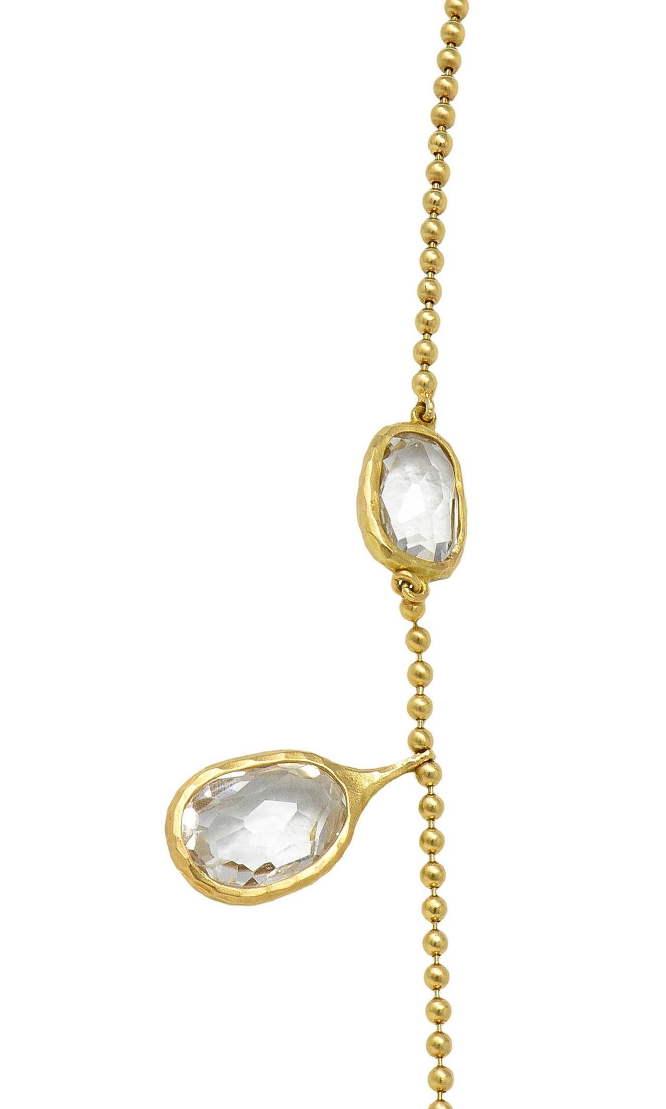 Gucci 2004 Crystal Quartz 18 Karat Yellow Gold Vintage Fringe Station Necklace 4