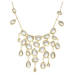 Gucci 2004 Crystal Quartz 18 Karat Yellow Gold Vintage Fringe Station Necklace