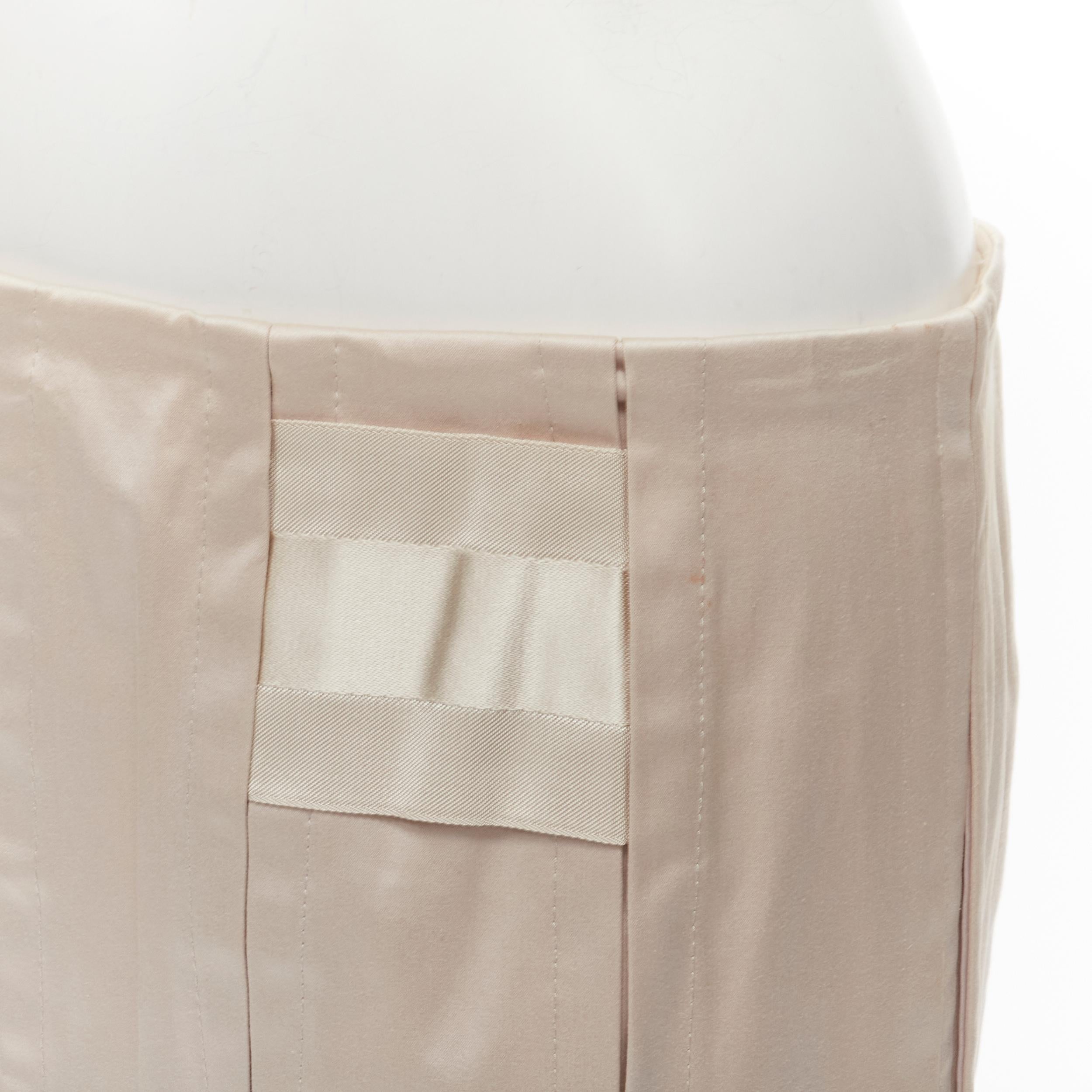 GUCCI 2004 Vintage Tom Ford web grosgrain panel constructed pleated skirt IT40 S 
Reference: GIYG/A00134 
Brand: Gucci 
Designer: Tom Ford 
Material: Satin 
Color: Beige 
Pattern: Solid 
Closure: Zip 
Extra Detail: Panelled construction. Signature