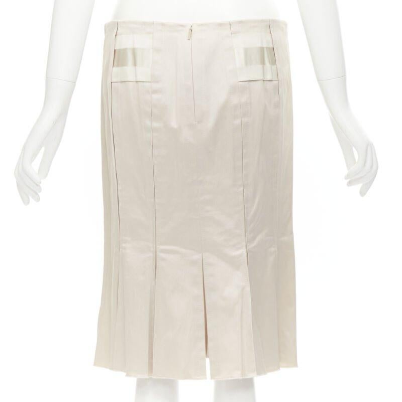 De las mujeres GUCCI 2004 Vintage Tom Ford falda plisada construida con paneles de grosgrain IT40 S