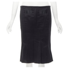 GUCCI 2004 Vintage Tom Ford web grosgrain panel constructed pleated skirt IT40 S