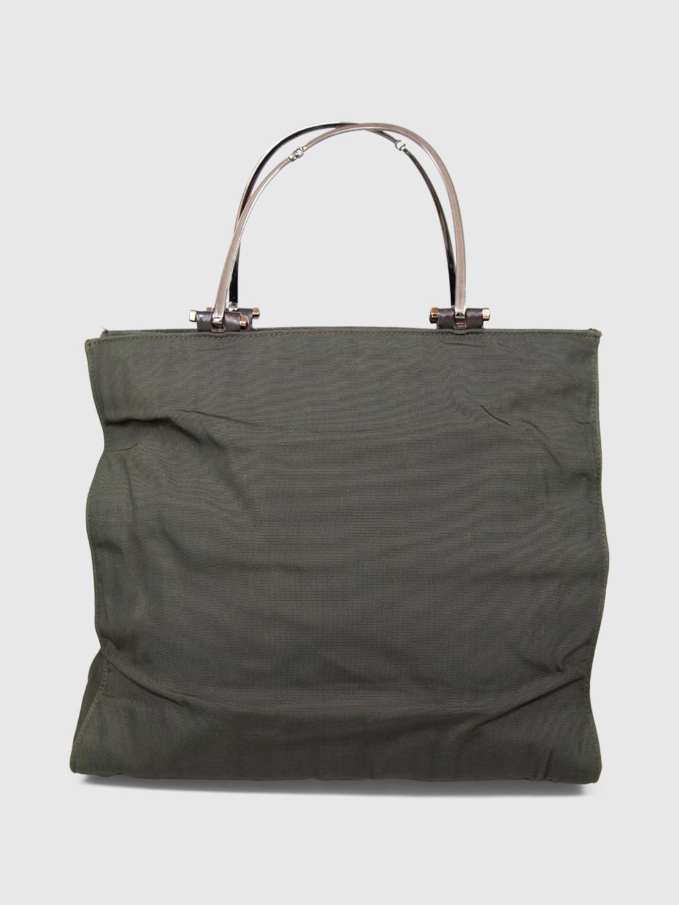 Gucci 2005 Khaki Metal Handles Handbag in vendita