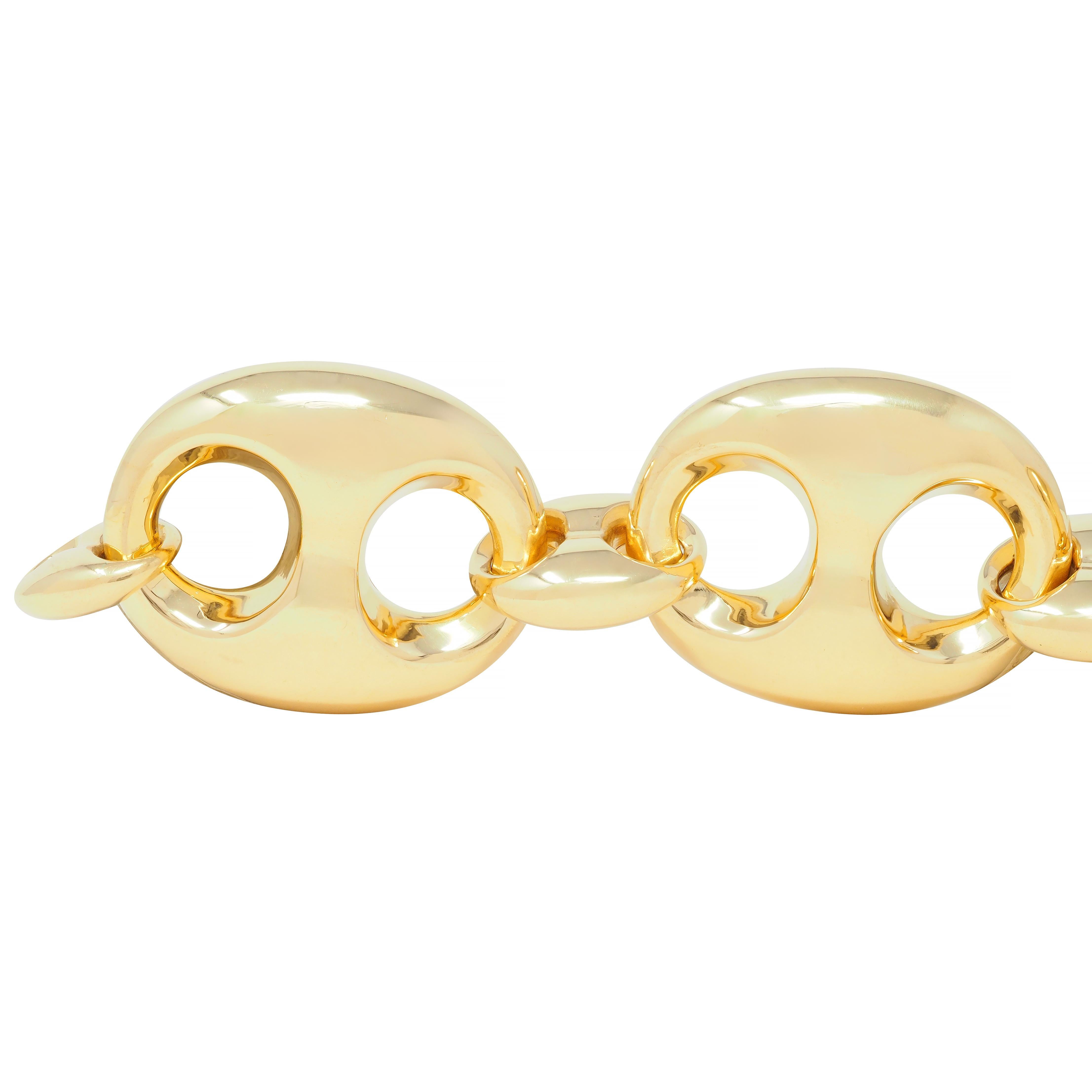 Moderne Gucci 2006 - Bracelet à maillons en or jaune 18 carats Marin soufflé