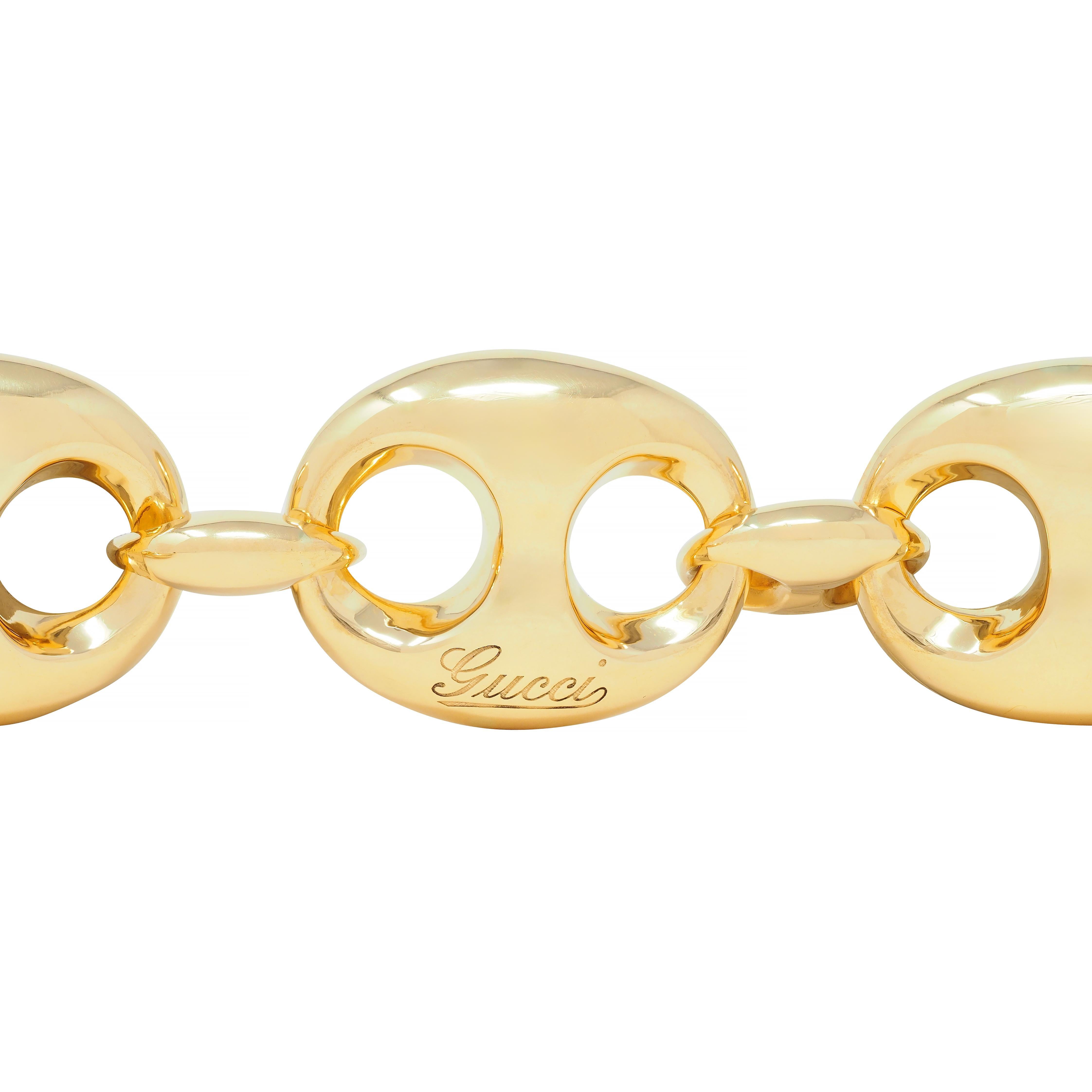 Gucci 2006 - Bracelet à maillons en or jaune 18 carats Marin soufflé Excellent état à Philadelphia, PA