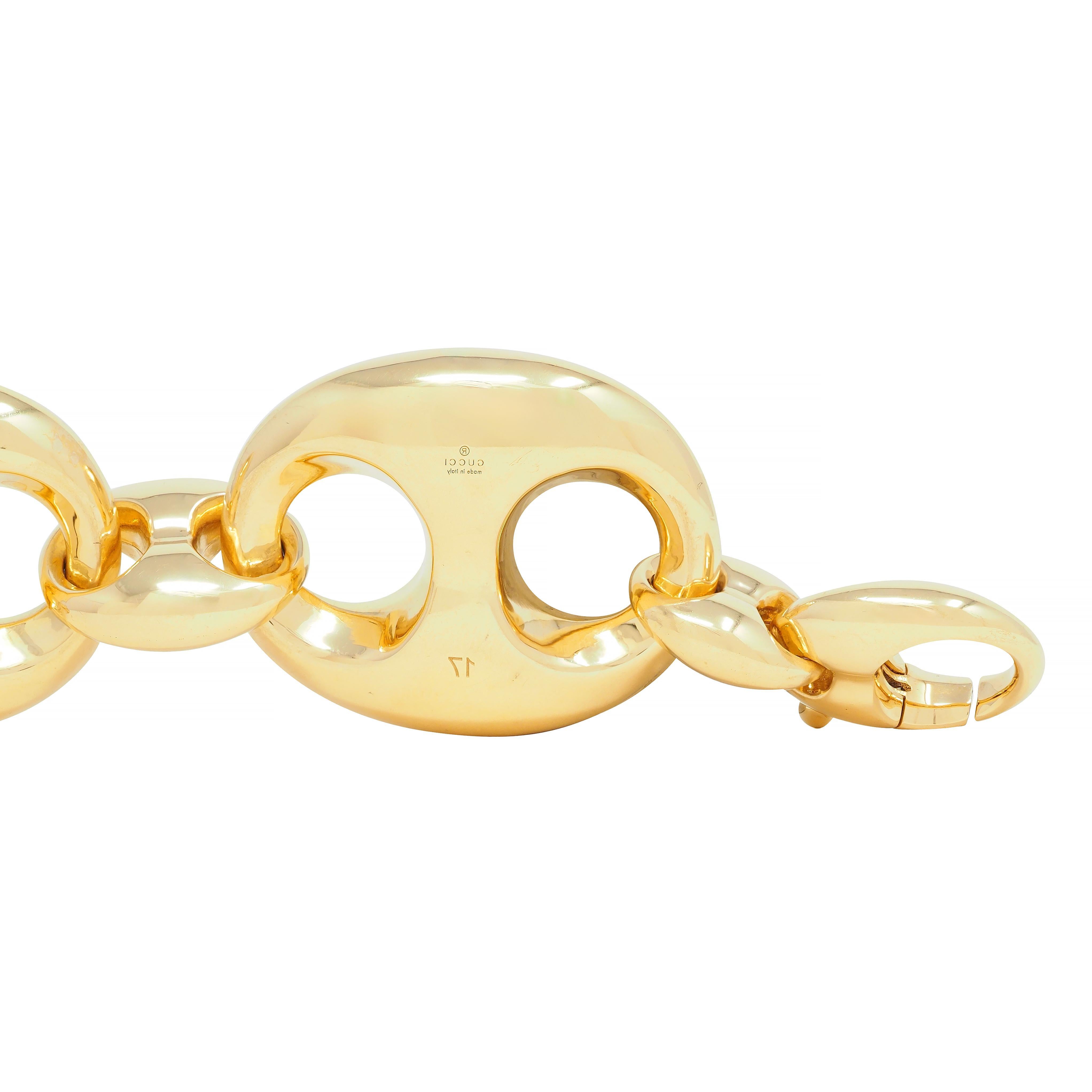 Modern Gucci 2006 18 Karat Yellow Gold Puffed Mariner Link Bracelet For Sale