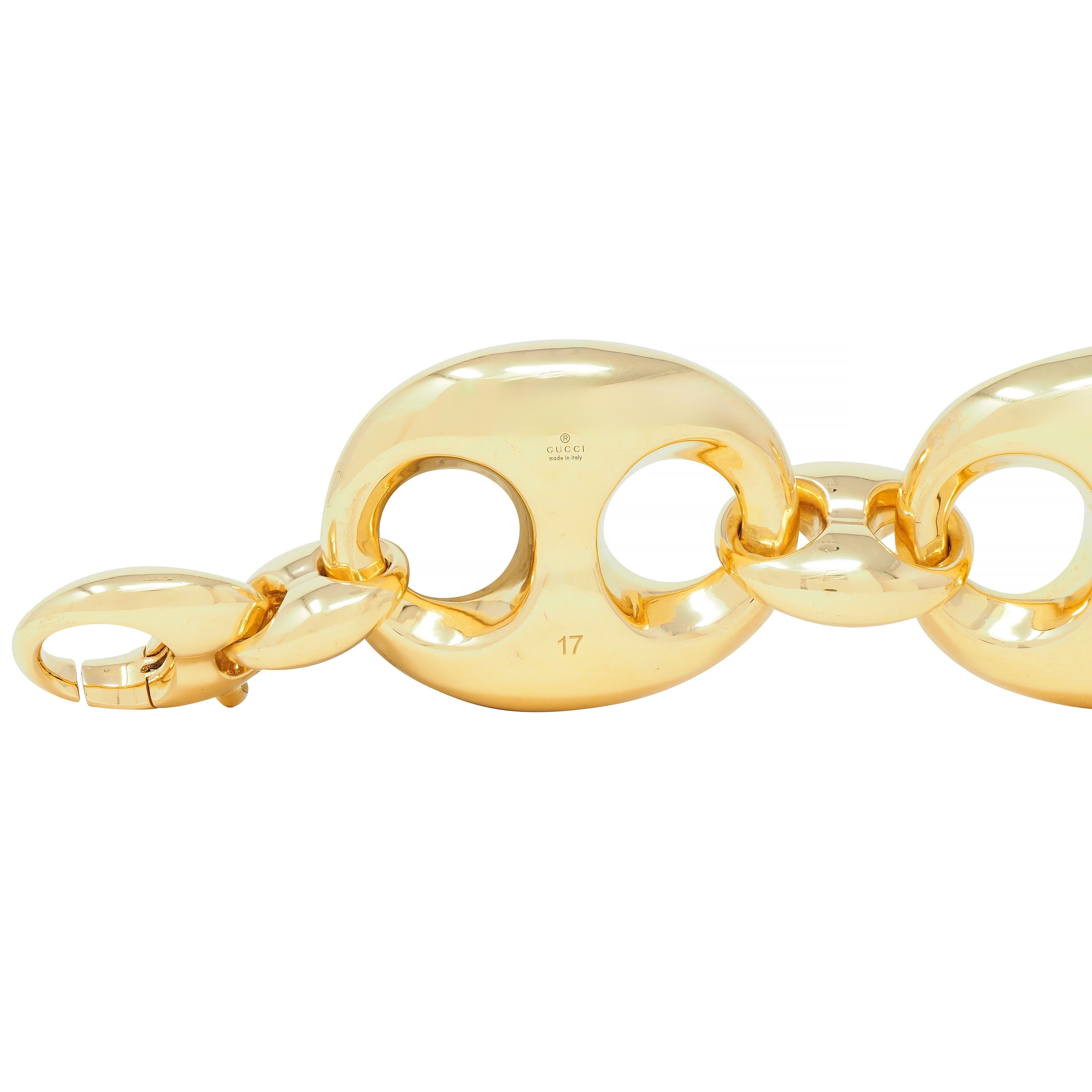 Gucci 2006 18 Karat Yellow Gold Puffed Mariner Link Bracelet For Sale 1
