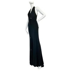 Gucci 2006 black jersey gown with crystal GG embellishments
