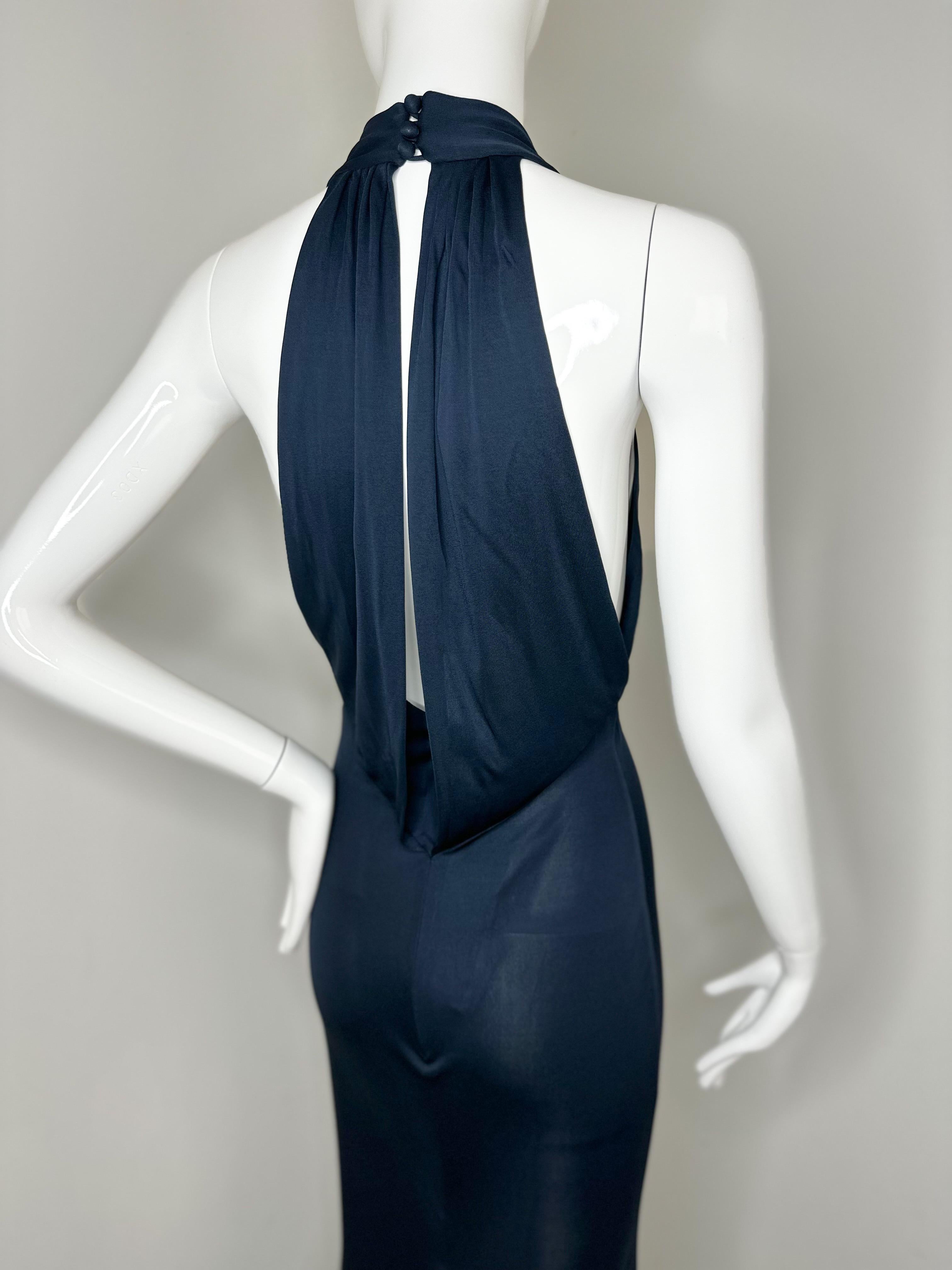 Women's Gucci 2006 crystal GG navy gown maxi dress