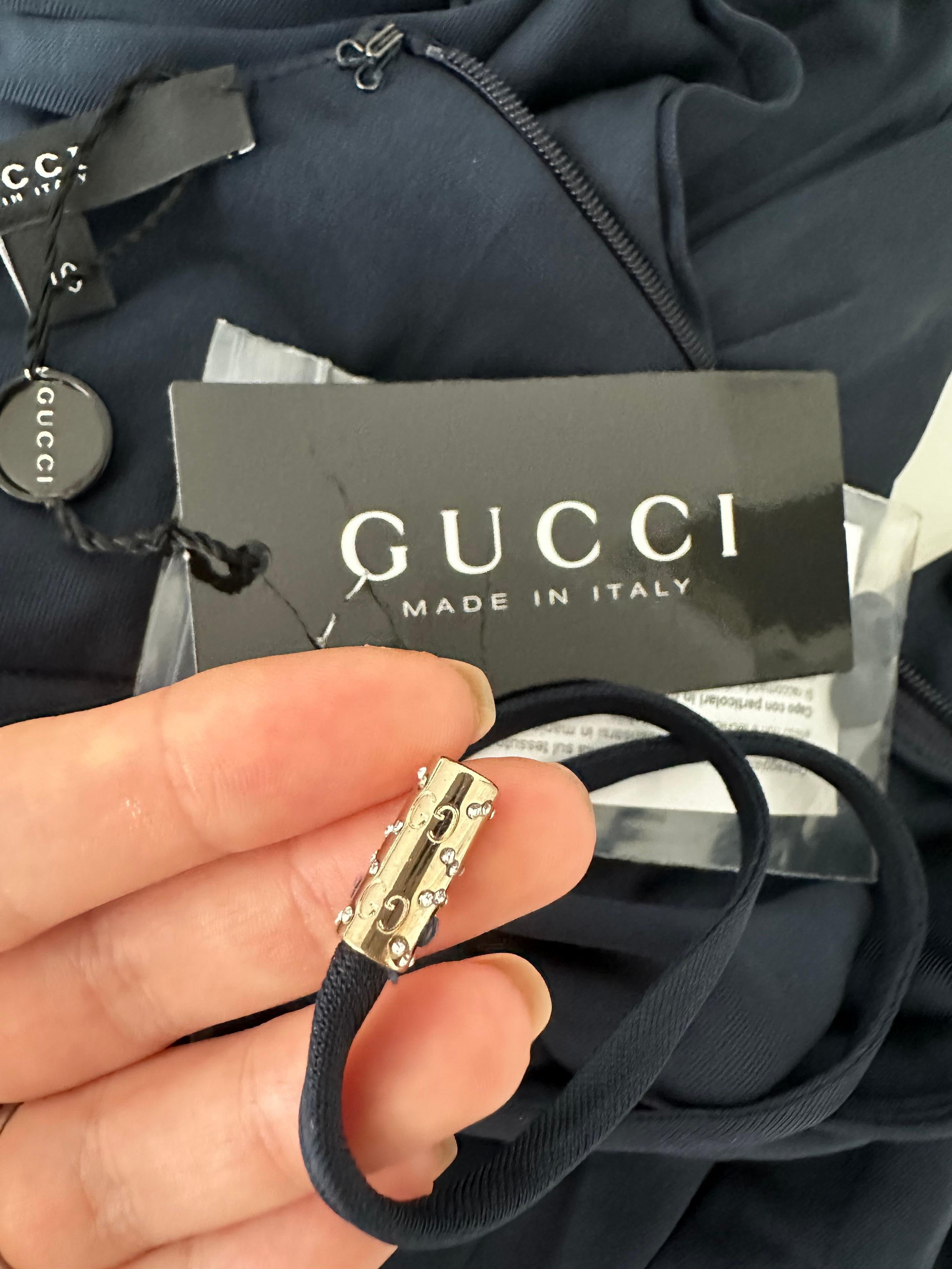 Gucci 2006 crystal GG navy gown maxi dress 5