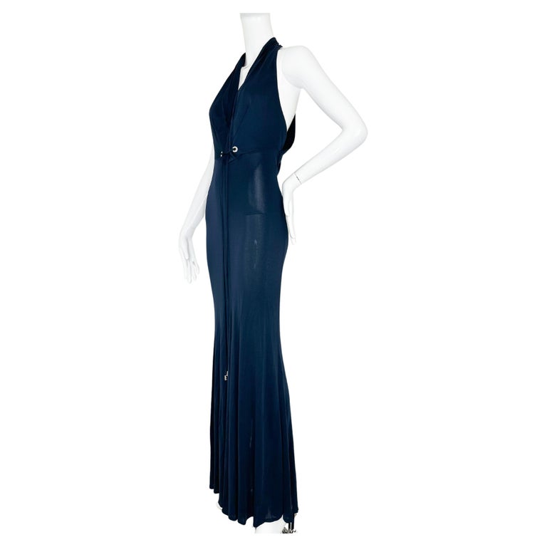 Gucci 2006 crystal GG navy gown maxi dress at 1stDibs
