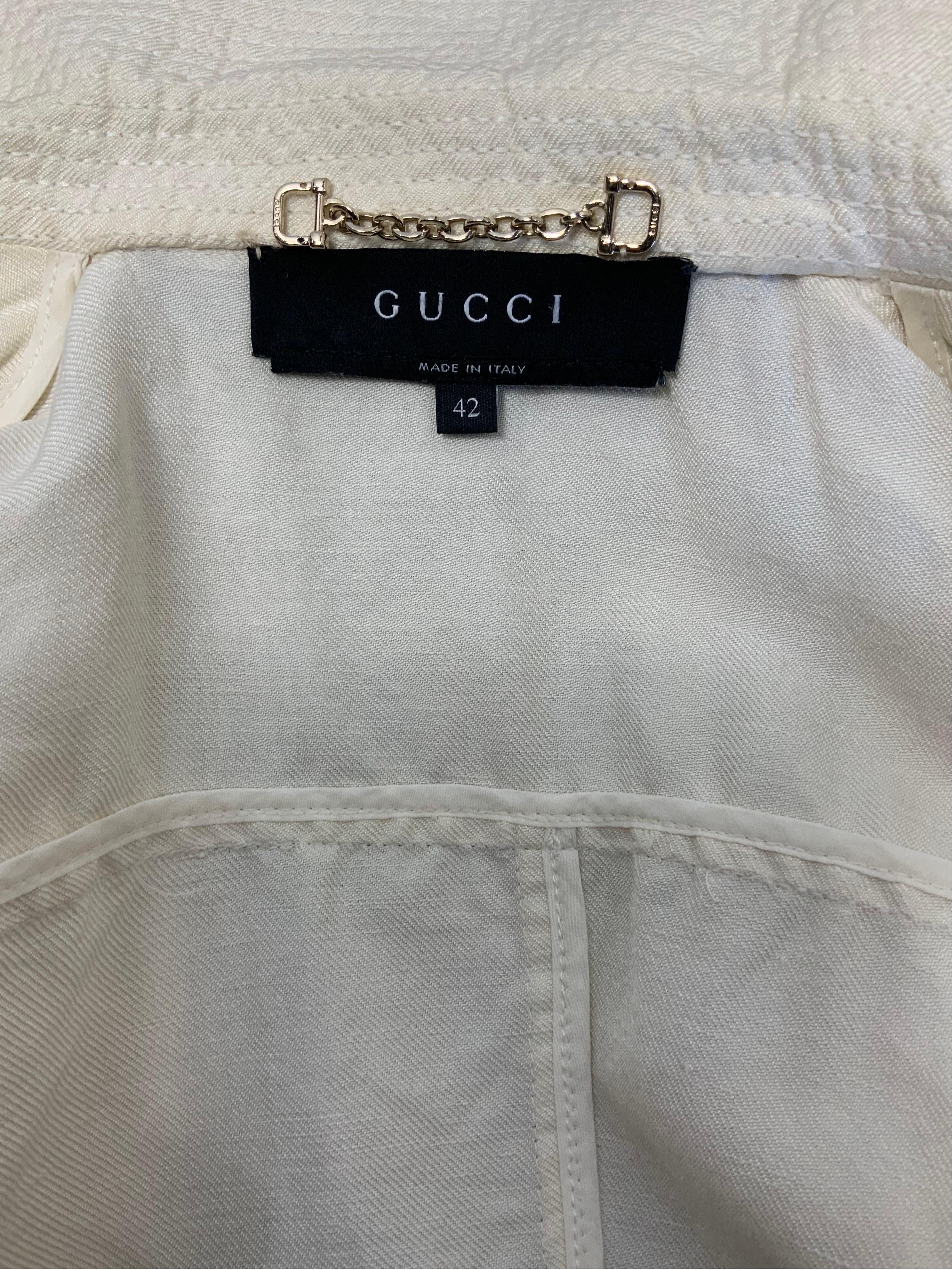 Gucci 2006 linen and silk vintage Jacket For Sale 2