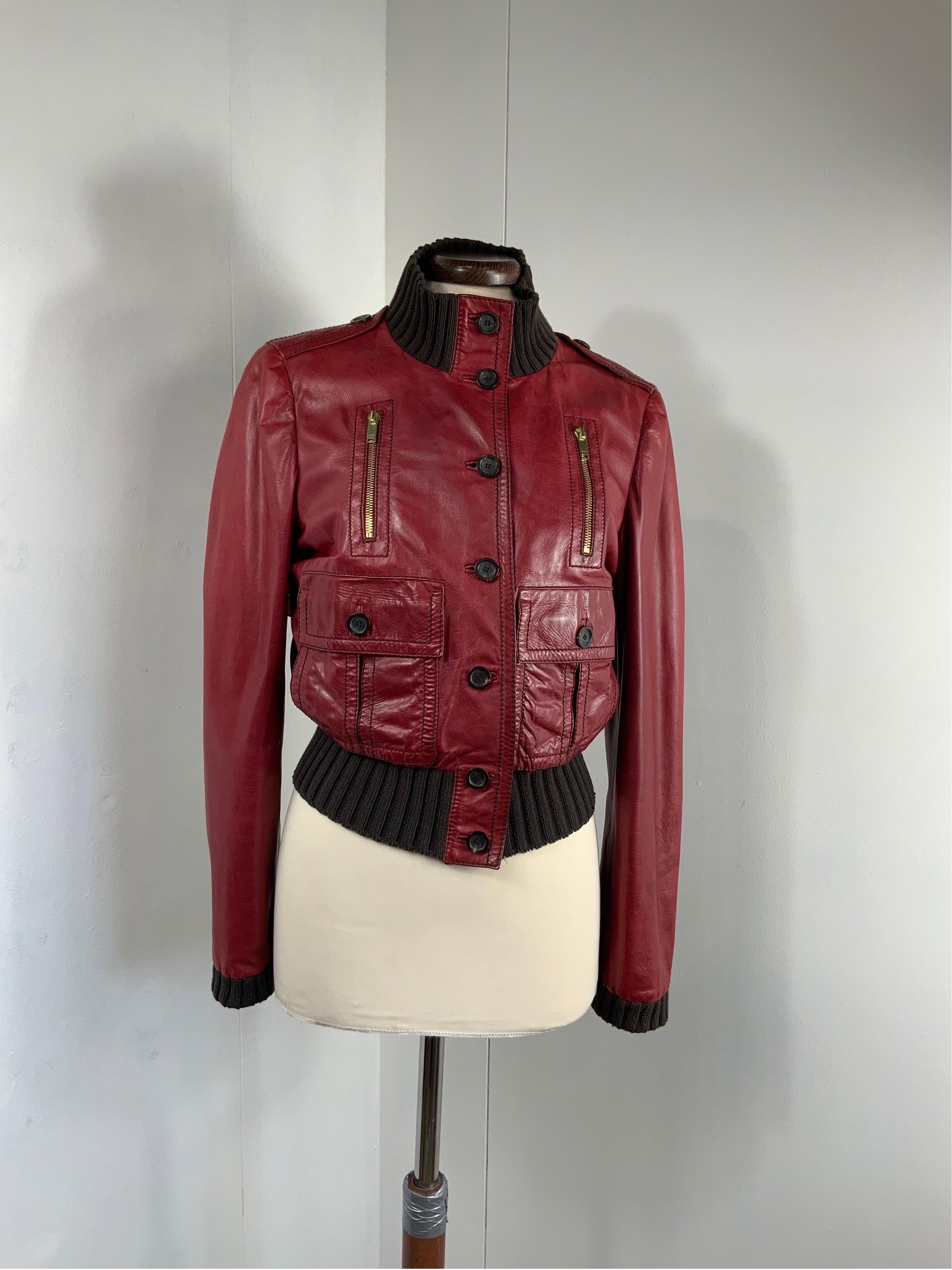 Gucci leather Jacket.
Frida Giannini designed this particular bomber model exclusively for Madonna in conjunction with her 2006 Confessions tour and television appearances supporting Confessions on a Dance Floor.
Featuring bordeaux leather, cotton