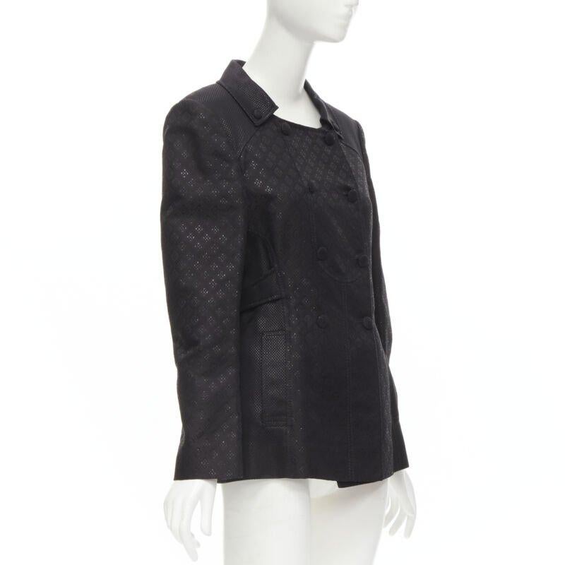 Black GUCCI 2006 Vintage black metallic oriental brocade double breasted jacket IT44 M For Sale