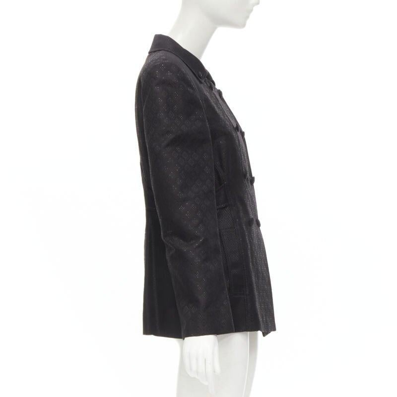 GUCCI 2006 Vintage black metallic oriental brocade double breasted jacket IT44 M In Excellent Condition For Sale In Hong Kong, NT