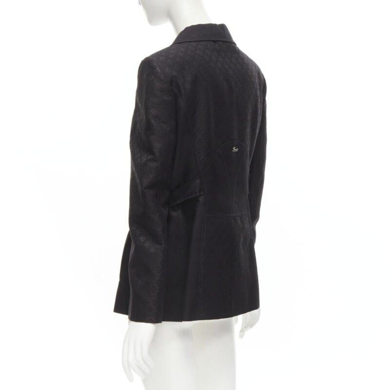 GUCCI 2006 Vintage black metallic oriental brocade double breasted jacket IT44 M For Sale 1
