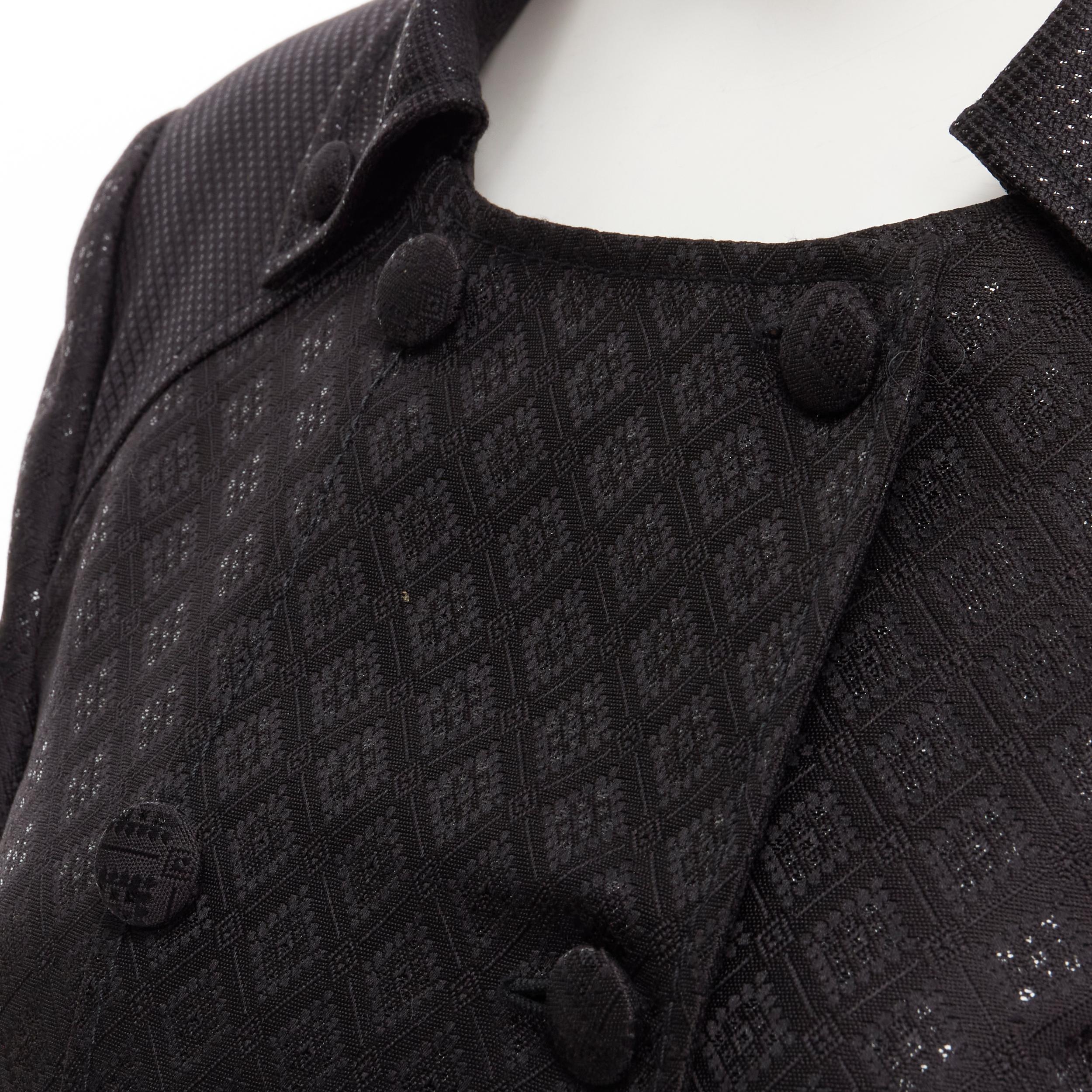 GUCCI - Veste vintage à double boutonnage en brocart métallique noir, taille IT 44, 2006 en vente 2