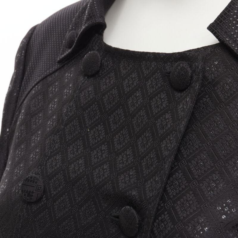 GUCCI 2006 Vintage black metallic oriental brocade double breasted jacket IT44 M For Sale 2