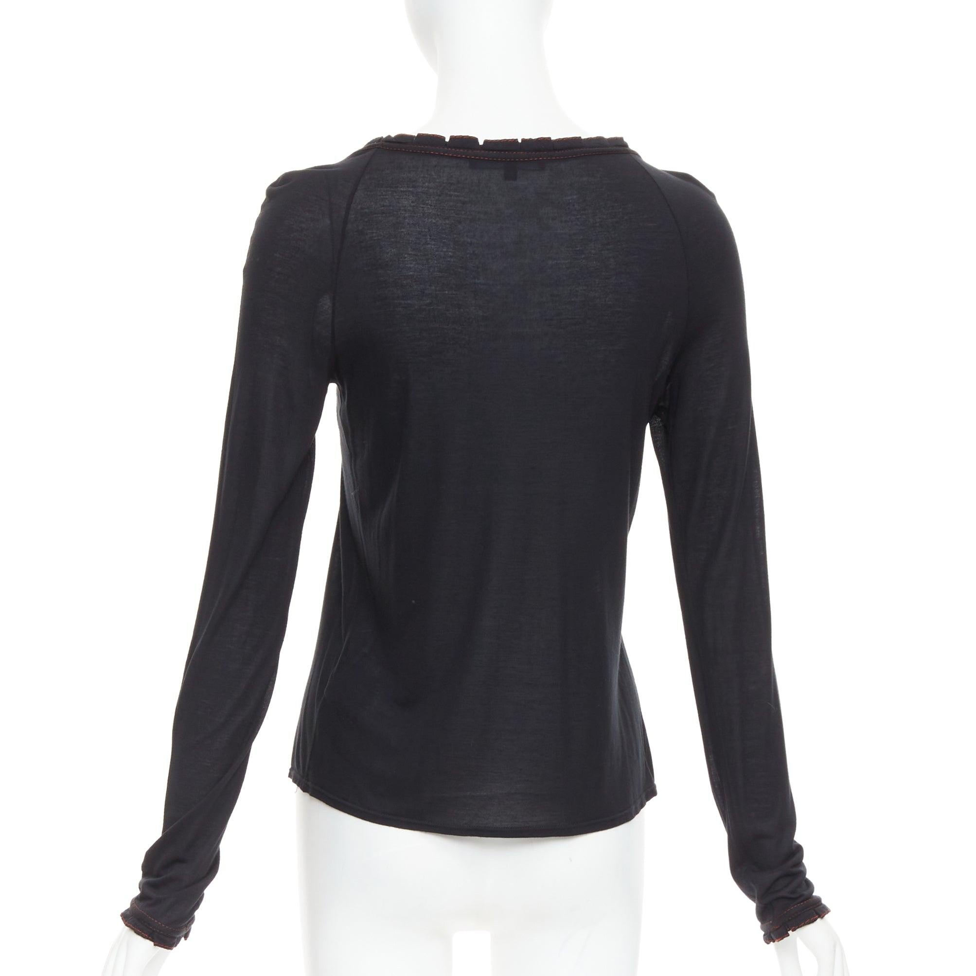Women's GUCCI 2006 Vintage black red overstitch nylon modal scoop neck plisse top M For Sale