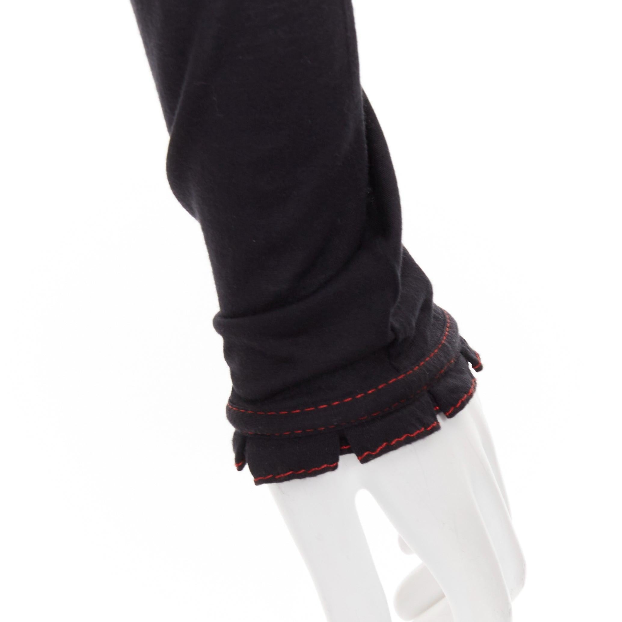 GUCCI 2006 Vintage black red overstitch nylon modal scoop neck plisse top M For Sale 2