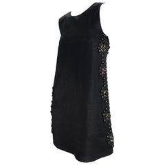 Gucci 2006 Vintage Vestido Negro Adornado con Tachuelas y Cristales Talla 38 Italiana