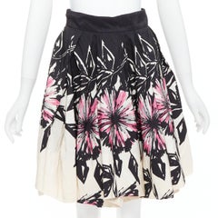 GUCCI 2007 100% silk black cream abstract floral flared bubble skirt IT40 M