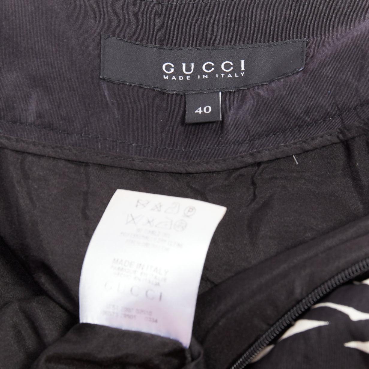 Gucci 2007 100% soie noir crème abstrait floral jupe évasée IT40 M en vente 3