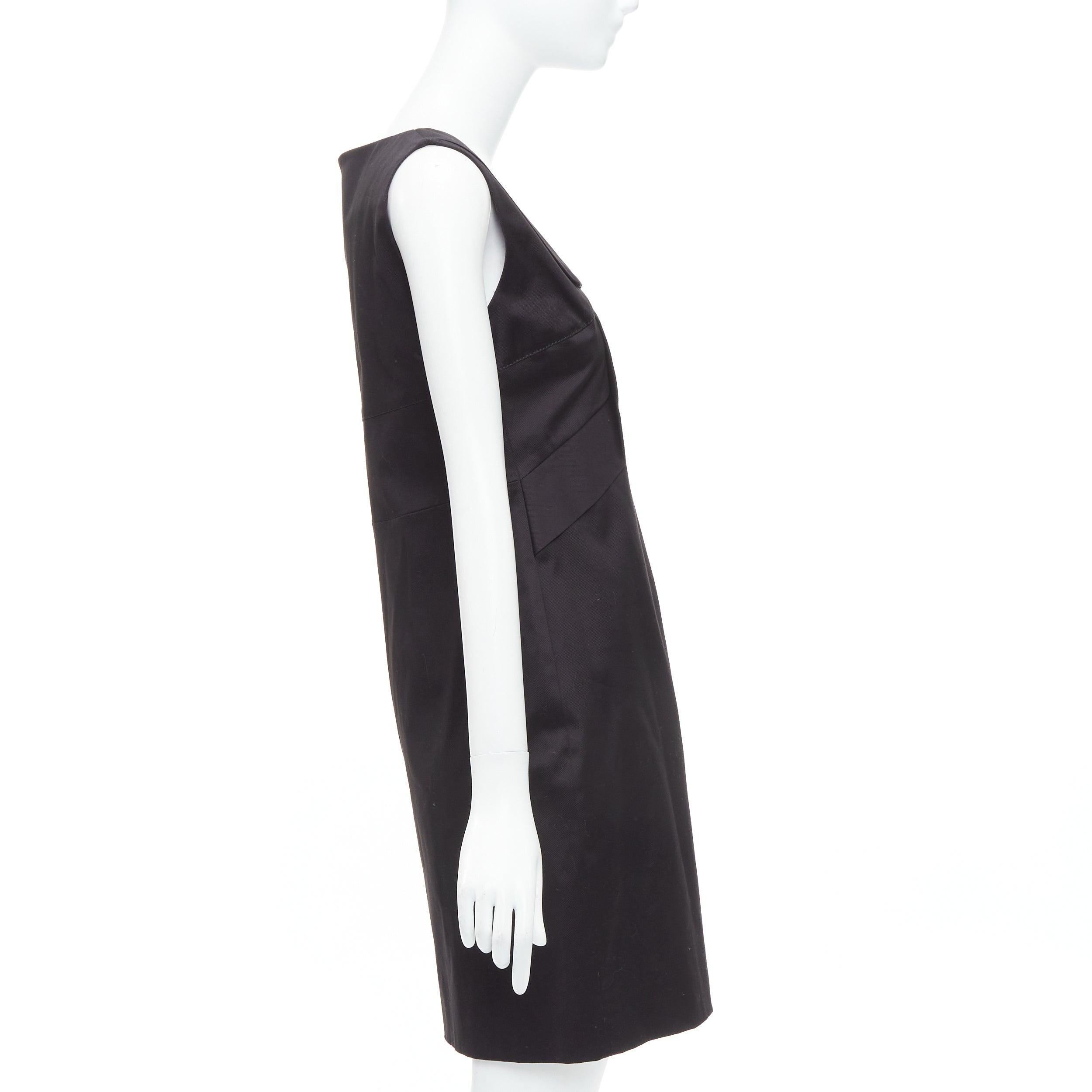 GUCCI 2007 black cotton origami pleat square neckline shift dress IT40 S In Good Condition For Sale In Hong Kong, NT
