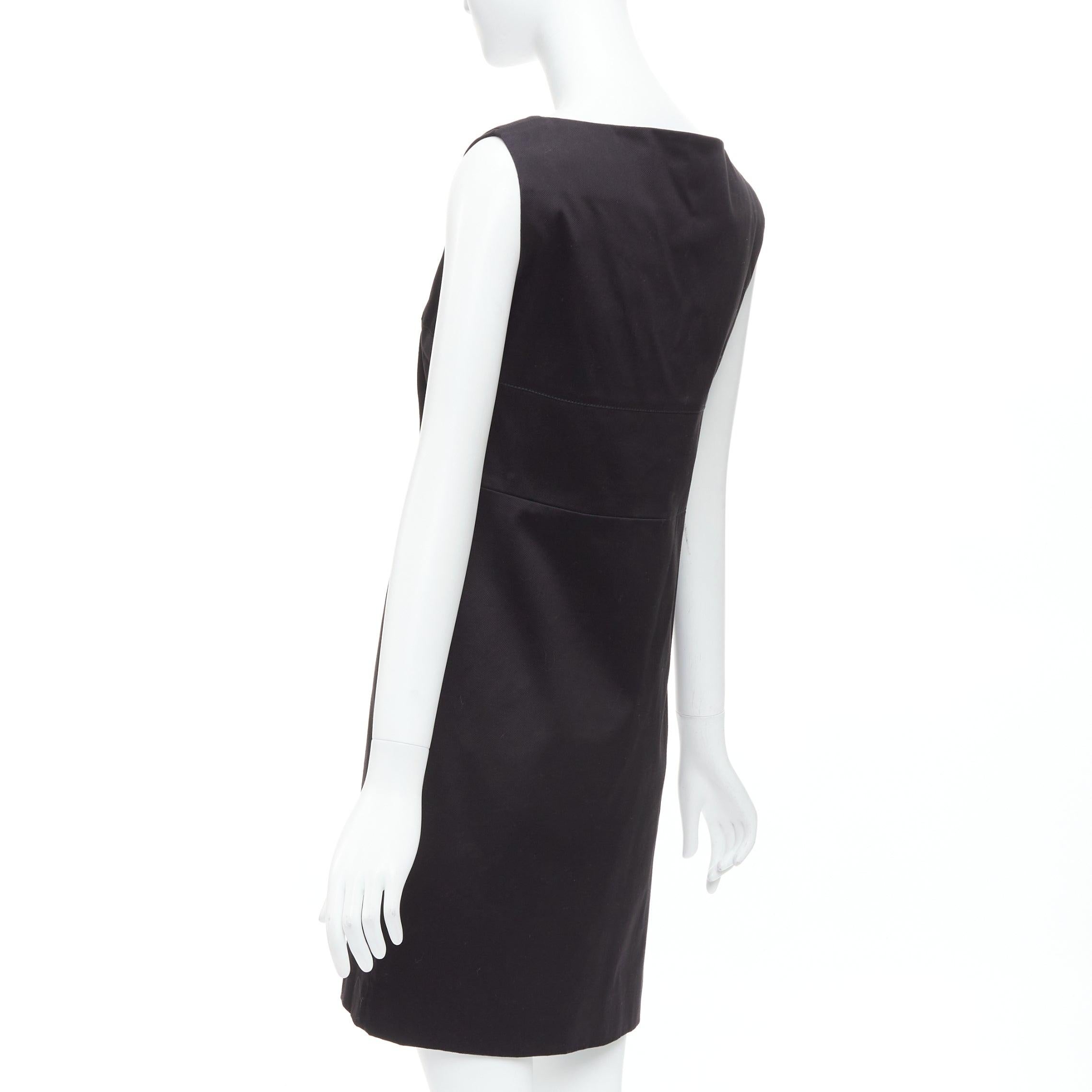 GUCCI 2007 black cotton origami pleat square neckline shift dress IT40 S For Sale 1