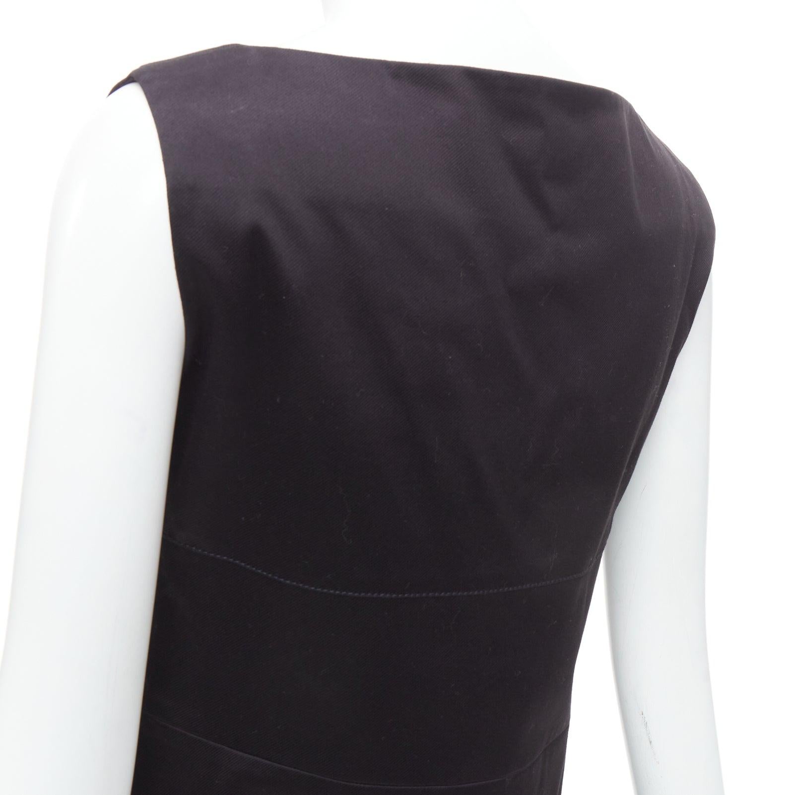 GUCCI 2007 black cotton origami pleat square neckline shift dress IT40 S For Sale 2