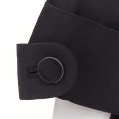 GUCCI 2007 black textured nylon plastic logo buttons long coat IT36 XXS