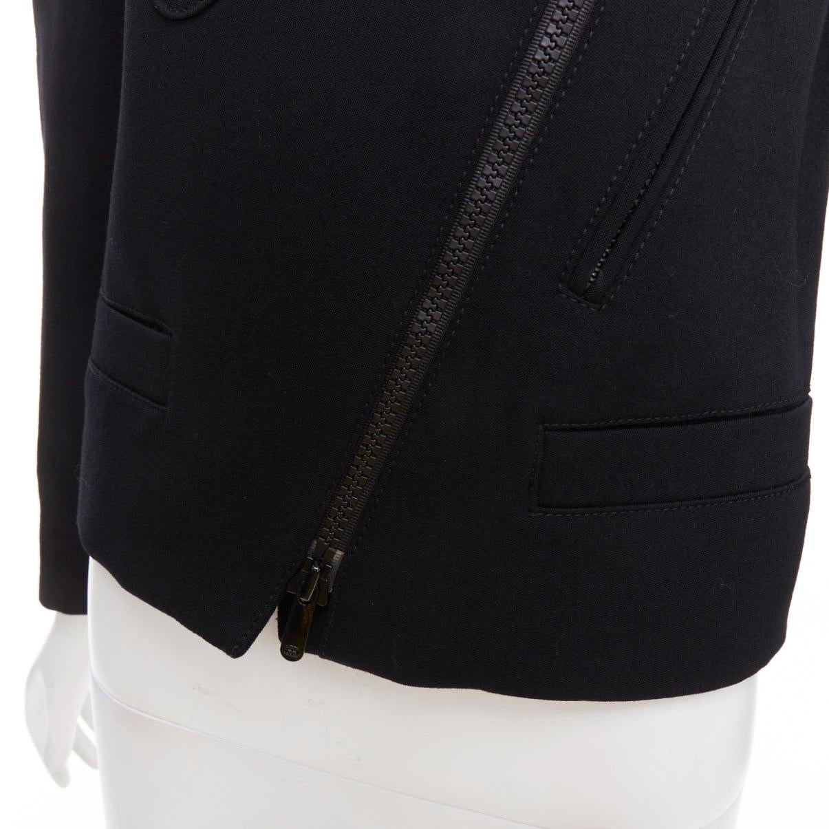 GUCCI 2007 black wool blend 3D shoulder biker crop jacket IT38 XS 3