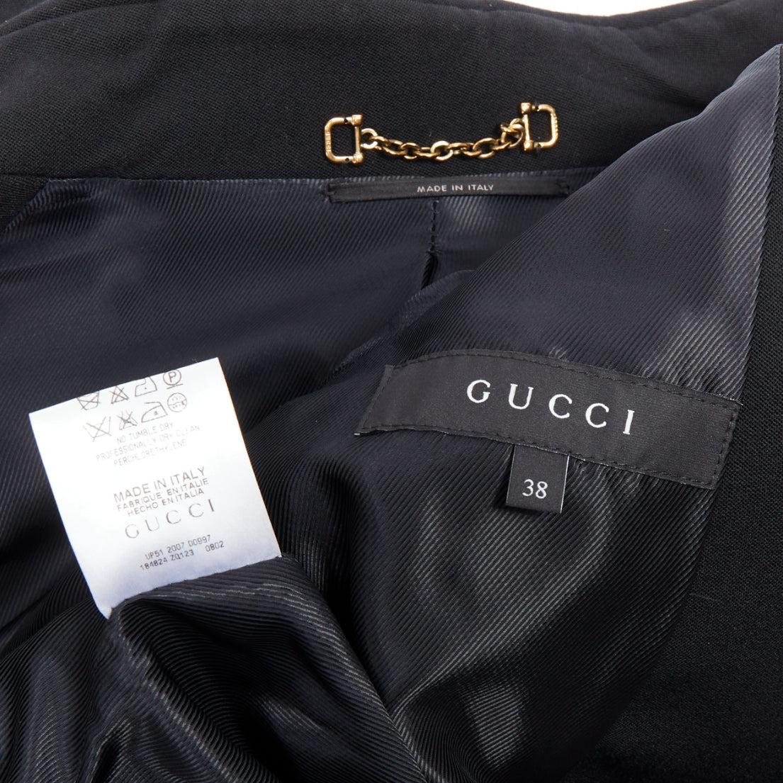 GUCCI 2007 black wool blend 3D shoulder biker crop jacket IT38 XS 4