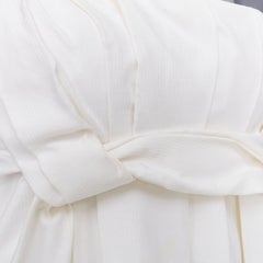 GUCCI 2007 cream cotton pleated drape waist one shoulder bubble dress IT38 XS