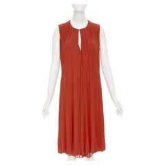 GUCCI 2007 red viscose blend keyhole pleated draped dress IT42 M