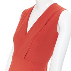 GUCCI 2007 red viscose blend V-neck stretchy bodycon sleeveless dress XS