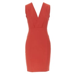 GUCCI 2007 rot Viskosemischung V-Ausschnitt dehnbares, ärmelloses Bodycon-Kleid XS