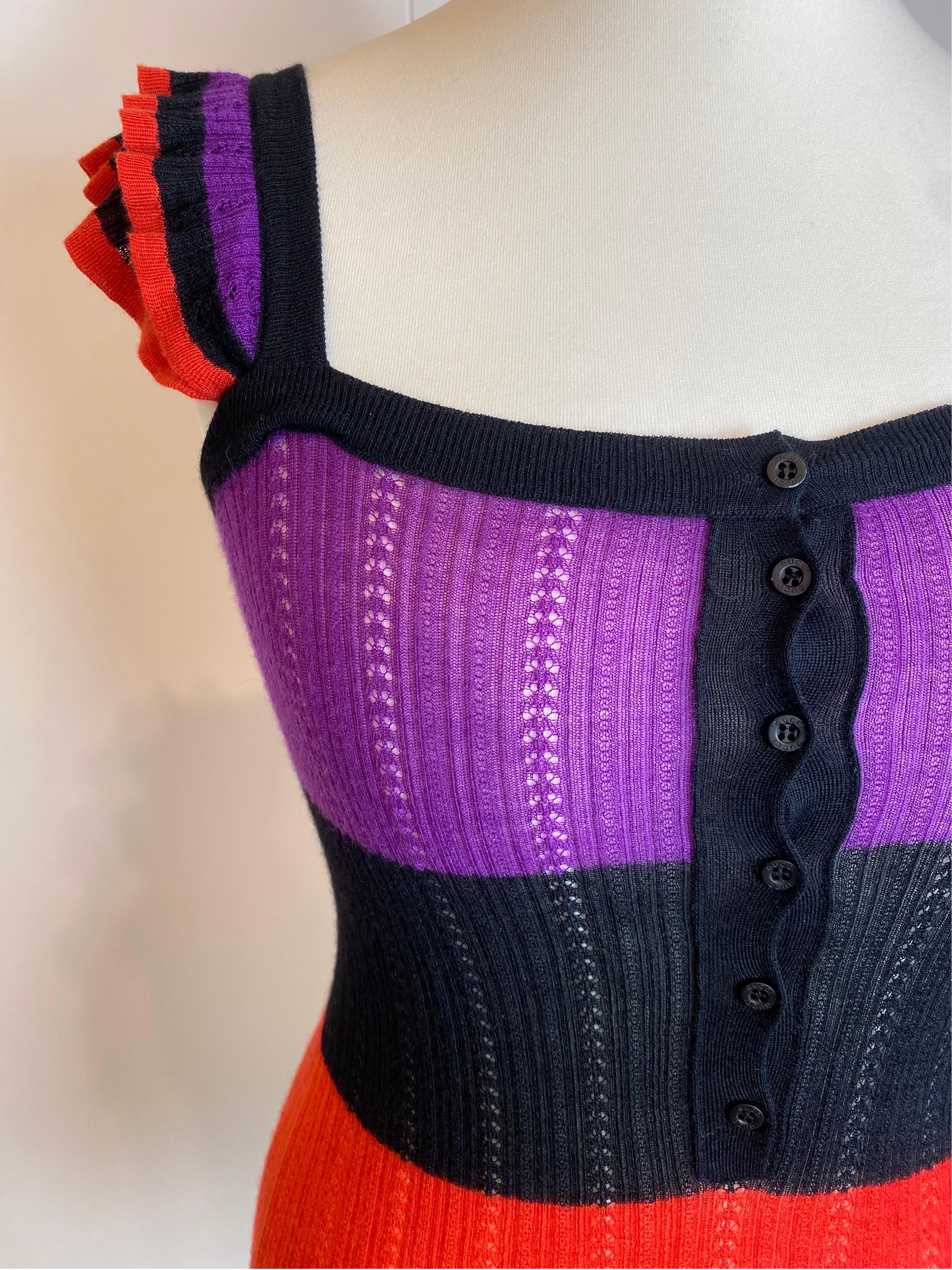 Gucci 2007 SS violet and red stripes top In Excellent Condition For Sale In Carnate, IT