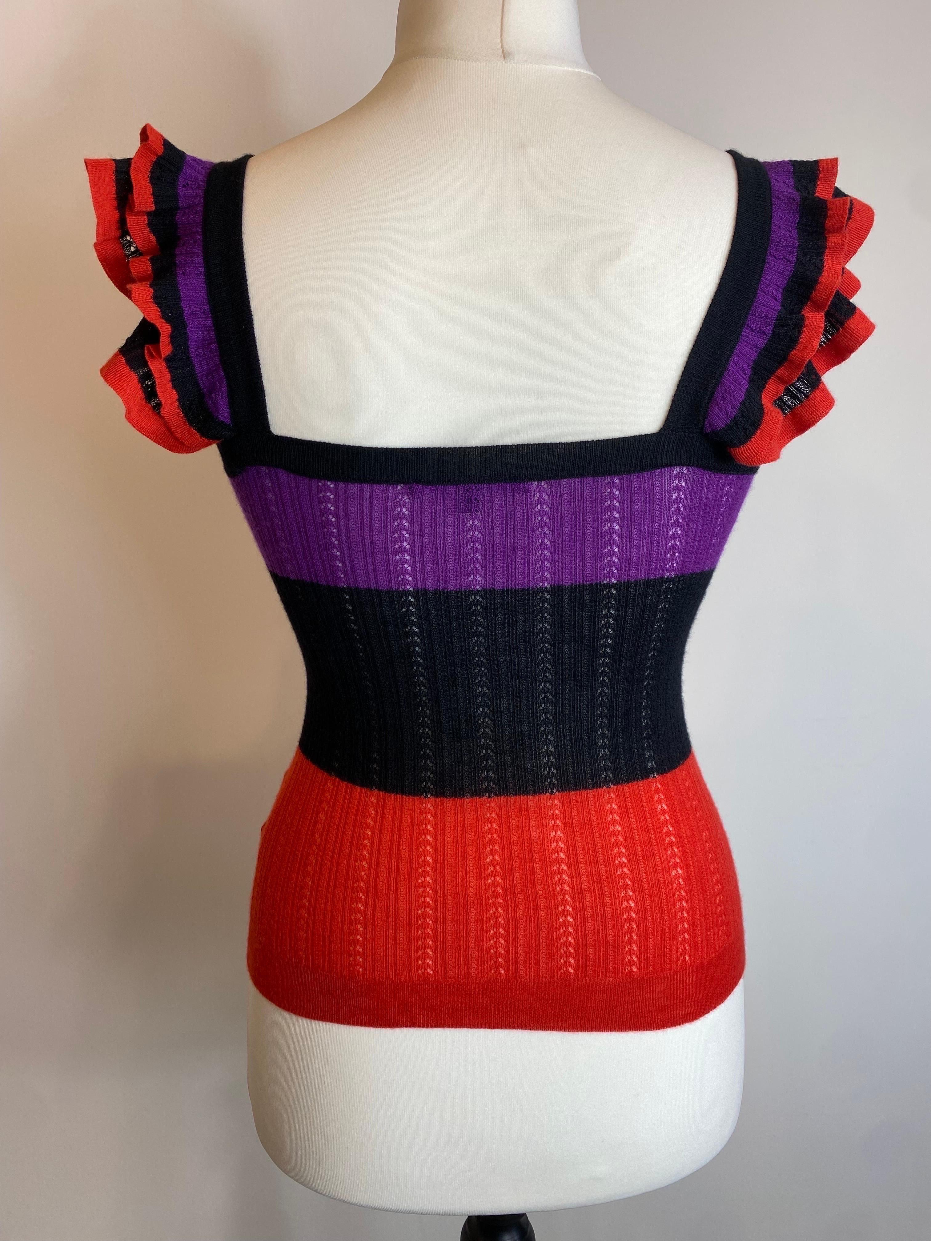 Gucci 2007 SS violet and red stripes top For Sale 1