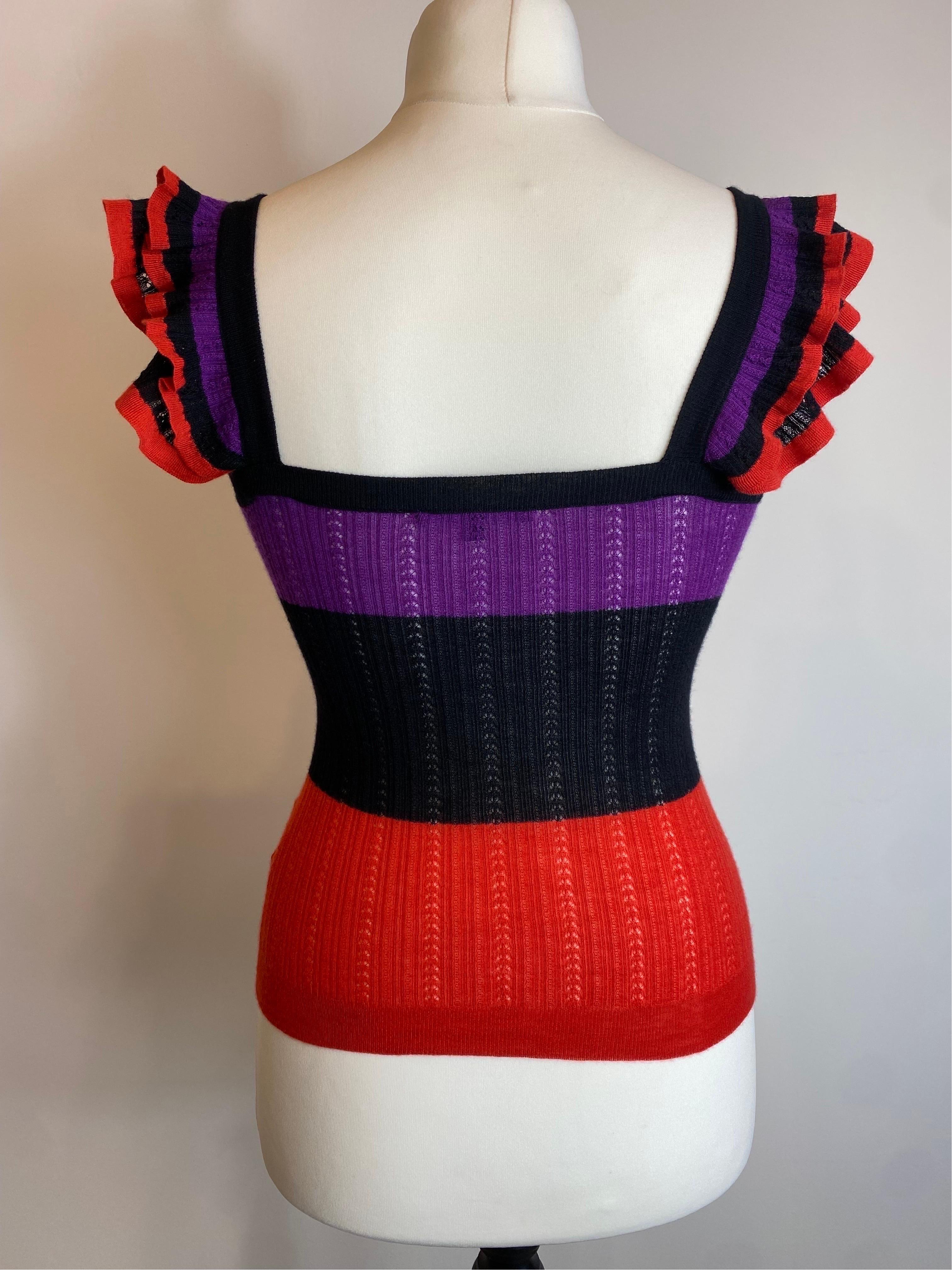 Gucci 2007 SS violet and red stripes top For Sale 2