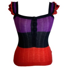 Gucci 2007 SS Oberteil mit violetten und roten Streifen