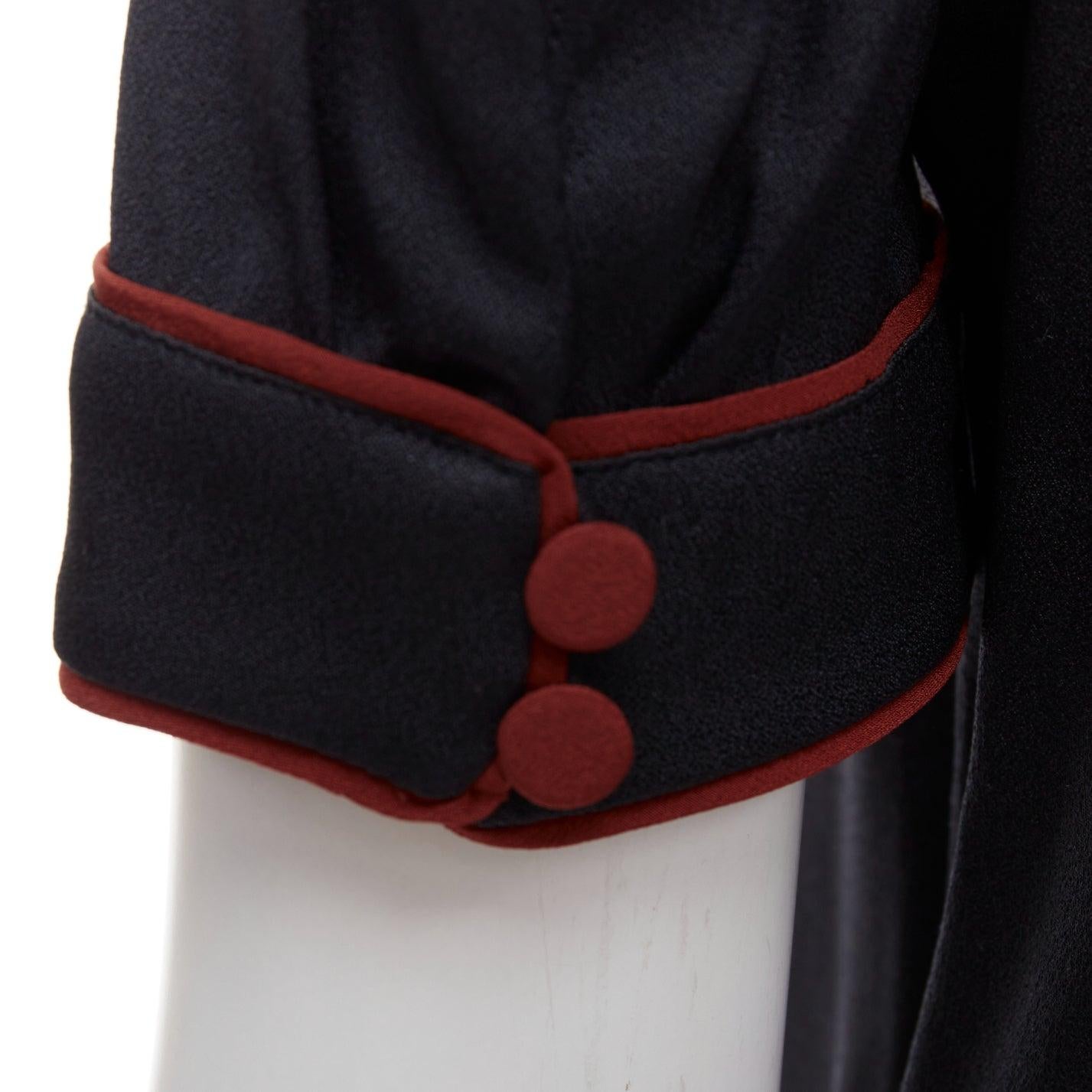 GUCCI 2007 Vintage black silk gold GG logo charm red piped top IT38 XS For Sale 2
