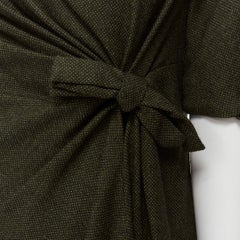 GUCCI 2007brown tweed bow gathered boat neck A-line dress IT40 S