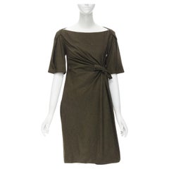 GUCCI 2007brown tweed bow gathered boat neck A-line dress IT40 S