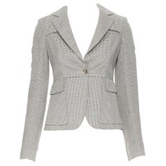 GUCCI 2008 beige black jacquard knit gold button overstitch blazer jacket IT36