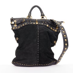GUCCI 2008 Runway Babouska Hysteria studded leather suede shoulder tote bag