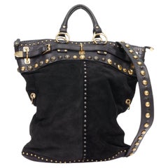 GUCCI 2008 Runway Babouska Hysteria studded leather suede shoulder tote bag