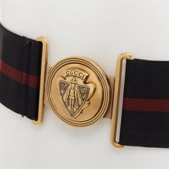 GUCCI 2008 Runway Hysteria Crest maroon stripe black web canvas elastic belt