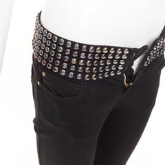 GUCCI 2008 Vintage black denim chrome dome studded waist skinny jeans IT38 XS